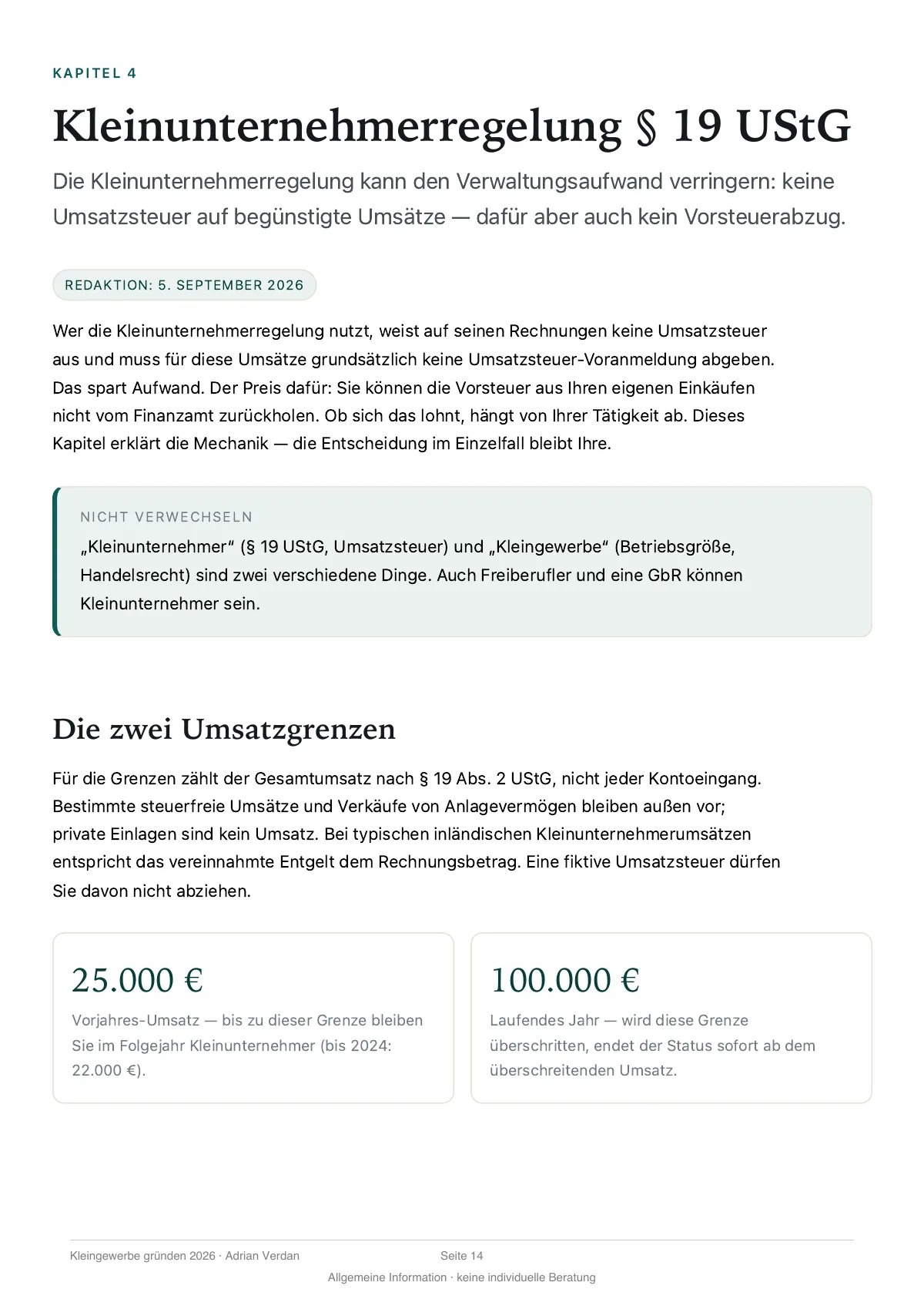 Seite 14, Kapitel 4, mit nummerierten Marken; die Legende erklärt sie