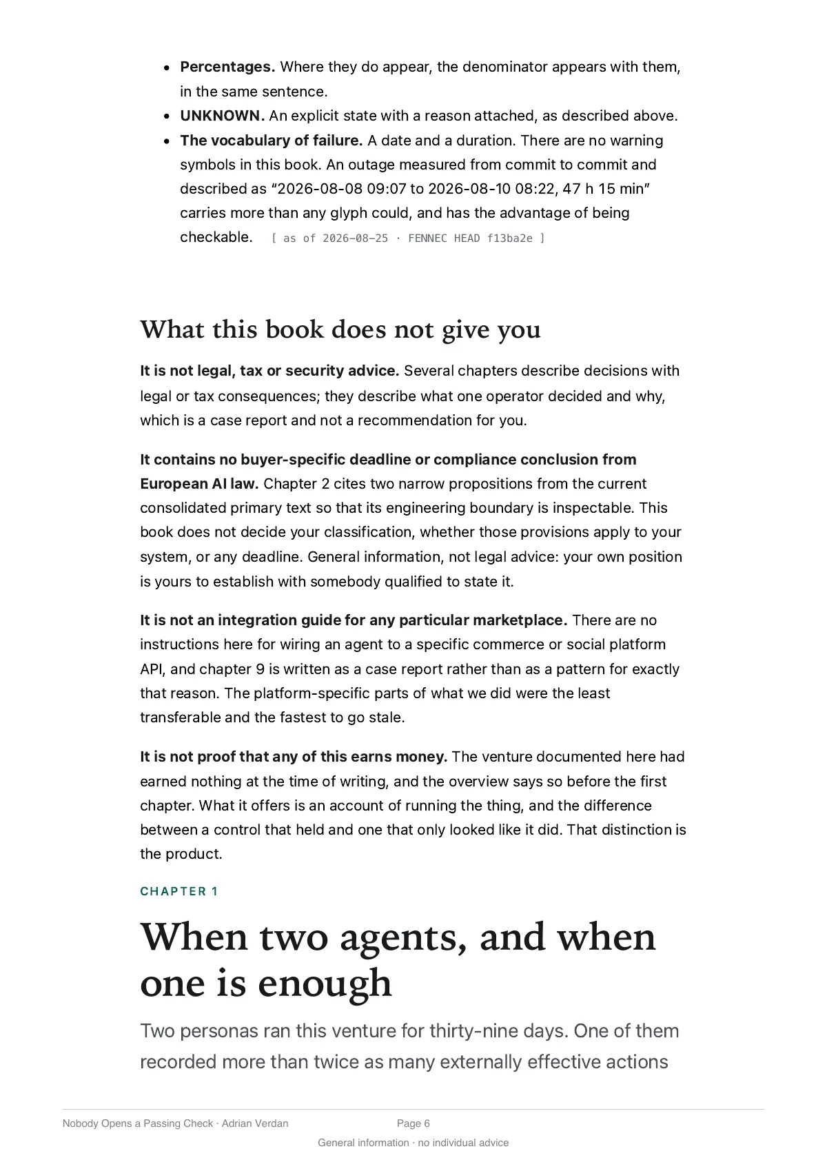 Page 6: the dating and vocabulary rules of the book, including the explicit state UNKNOWN