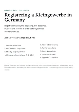 Title page: Registering a Kleingewerbe in Germany